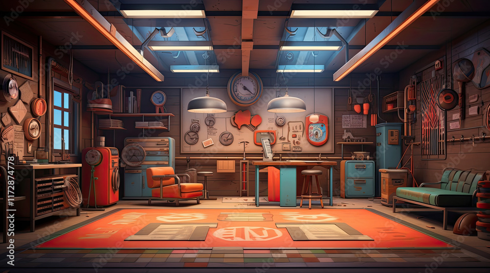 An illustration of a garage