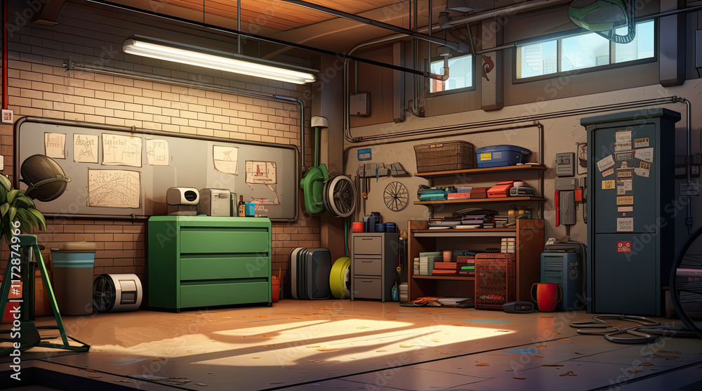 An illustration of a garage