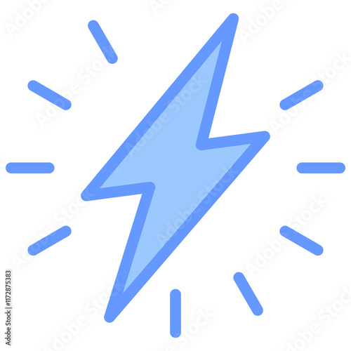 Lightning Icon Line Blue Style