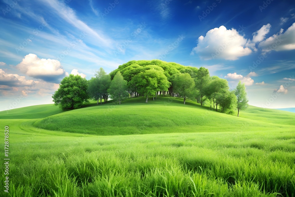 Obraz premium green grassland landscape isolated on white background images