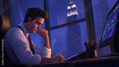 A Man  working in the office