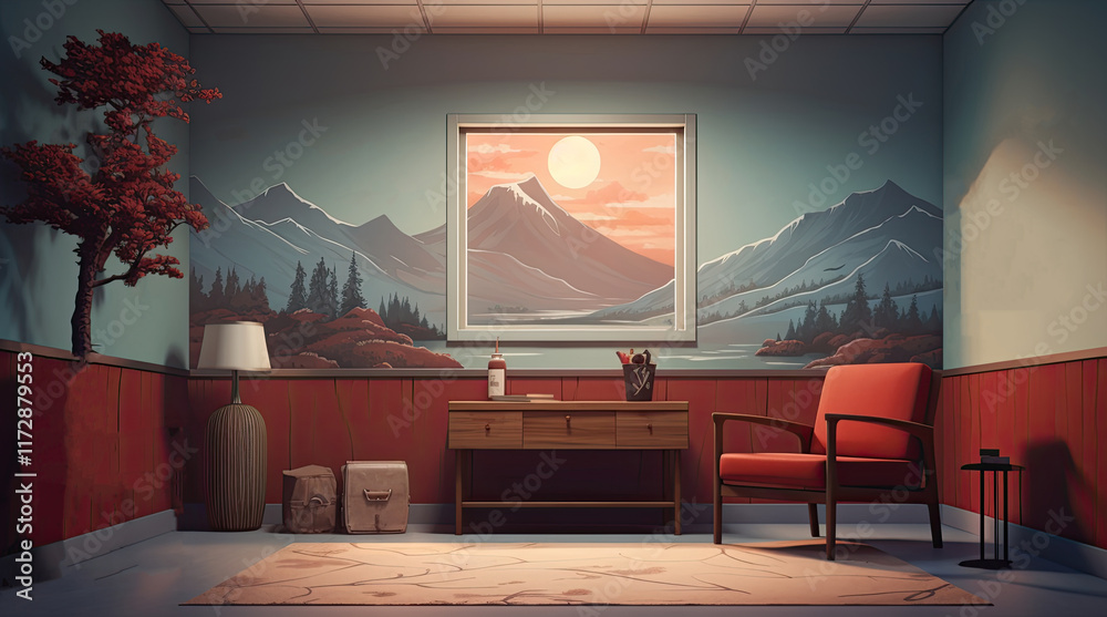 An illustration of a mental clinic room