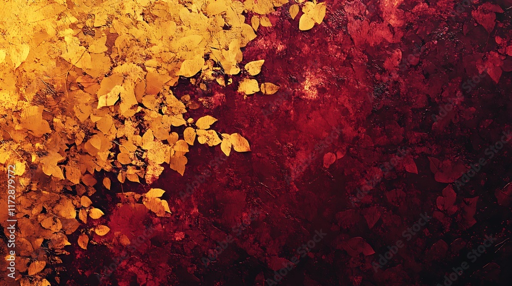 A gradient of rich maroon blending into a golden yellow like the transition of autumn leaves. A gradient of rich maroon blending into a golden yellow like the transition of autumn leaves.