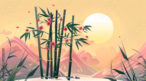 Bamboo Wild and Free: Traditional Asian Flora and Tree photo