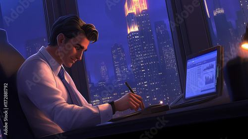 Businessman Analyzing Data