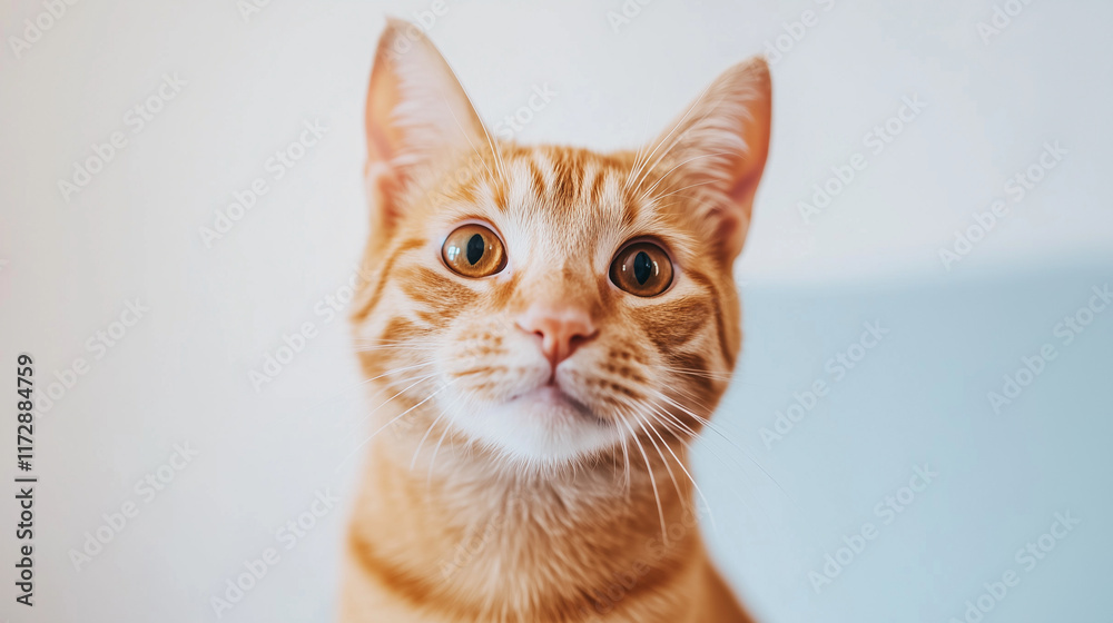 A charming orange tabby cat with expressive eyes and a soft, rounded body, posing against a clean white backdrop. Perfect for pet adoption campaigns, cat food promotions, or veteri A charming orange tabby cat with expressive eyes and a soft, rounded body, posing against a clean white backdrop. Perfect for pet adoption campaigns, cat food promotions, or veteri