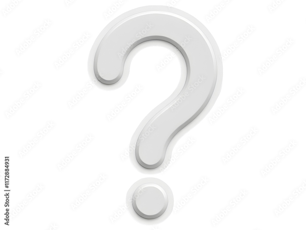 A large, white question mark rendered in a 3D style with a subtle, embossed effect. The mark appears simple and clean against a gray background A large, white question mark rendered in a 3D style with a subtle, embossed effect. The mark appears simple and clean against a gray background