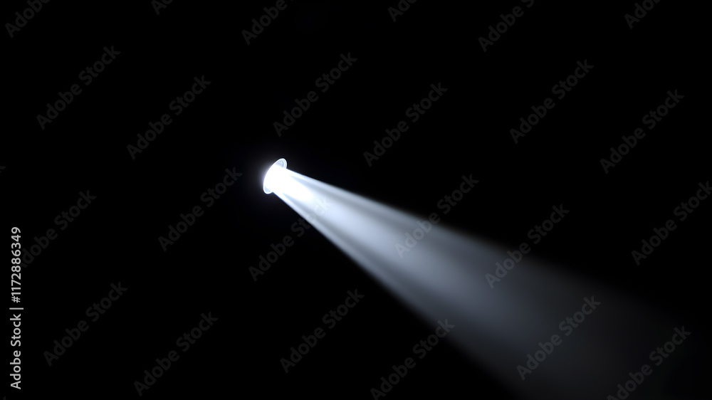 Flashlight and beam of light on a dark background. Generative AI Flashlight and beam of light on a dark background. Generative AI