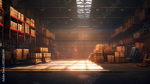 Obraz na płótnie An illustration of a warehouse w salonie
