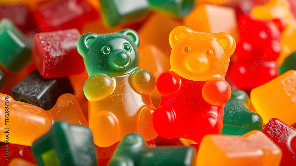 Fruit juicy bear gummy bears background, Generative AI Fruit juicy bear gummy bears background, Generative AI