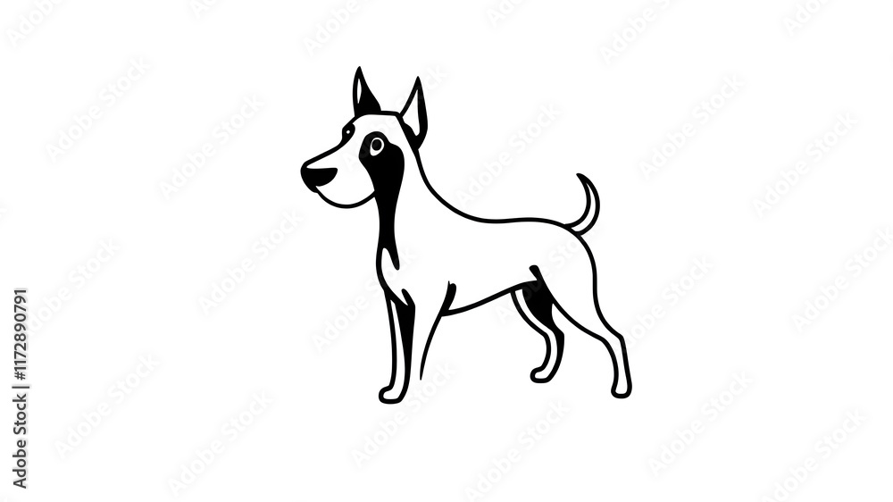 Fototapeta premium Great dane dog icon symbol logo on white background. Generative AI