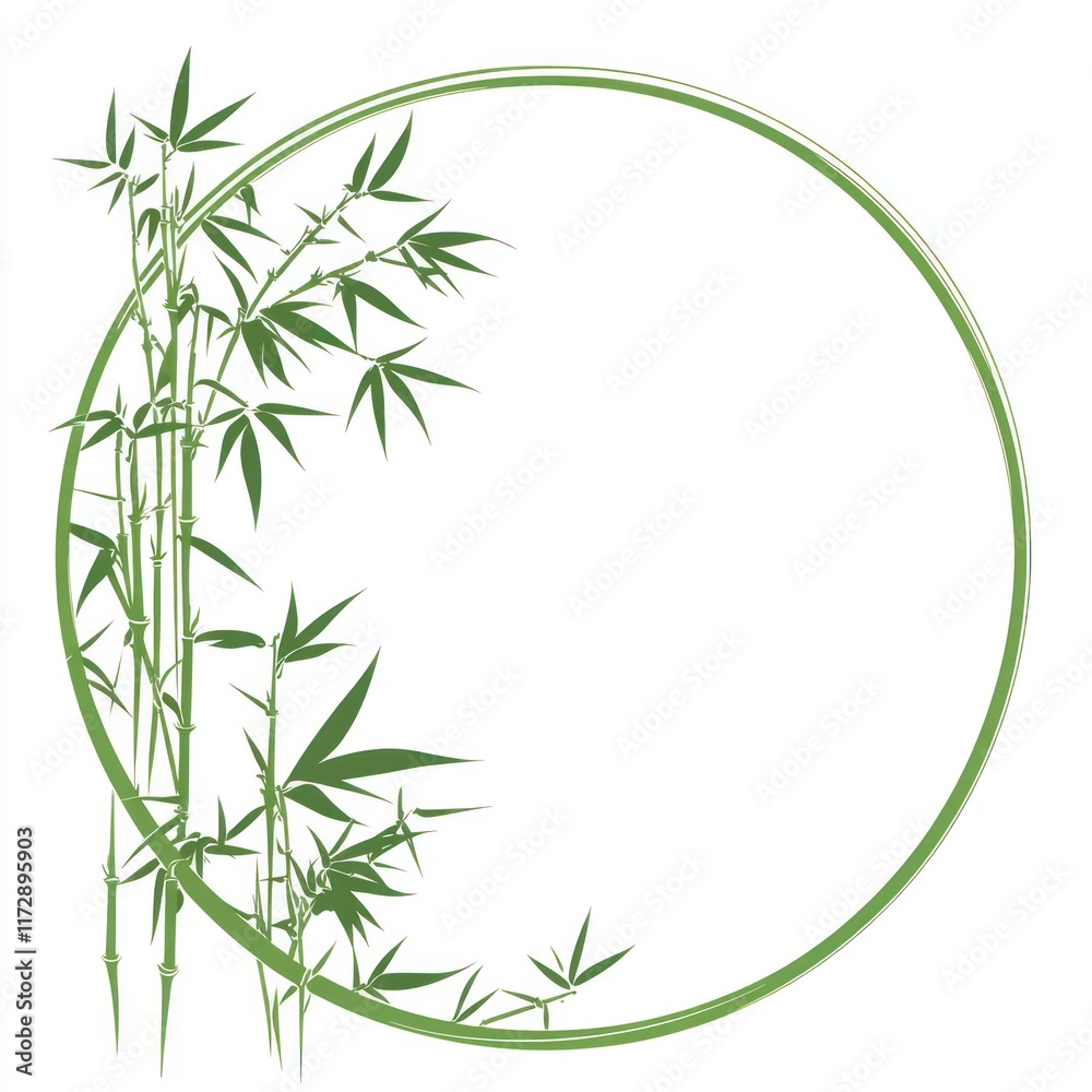 Naklejka premium Green Bamboo Shoots Frame a Circular Design