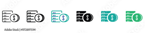 Money silhouette icon on white background. Coins vector illustration in flat style. Icons for design, website.	