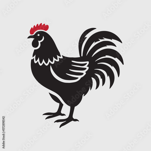 Elegant Rooster Silhouette vector art