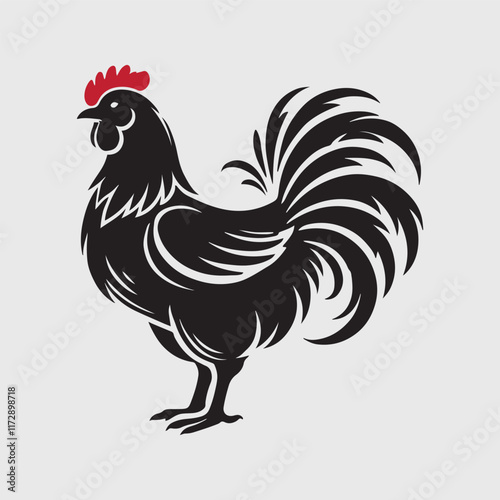 Elegant Rooster Silhouette vector art