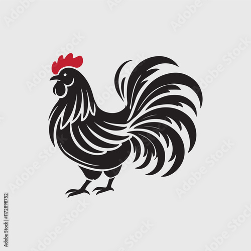Elegant Rooster Silhouette vector art