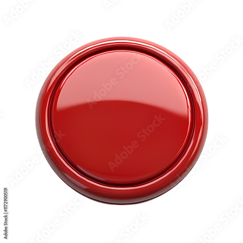 3D render Red button isolate transparent backbround photo