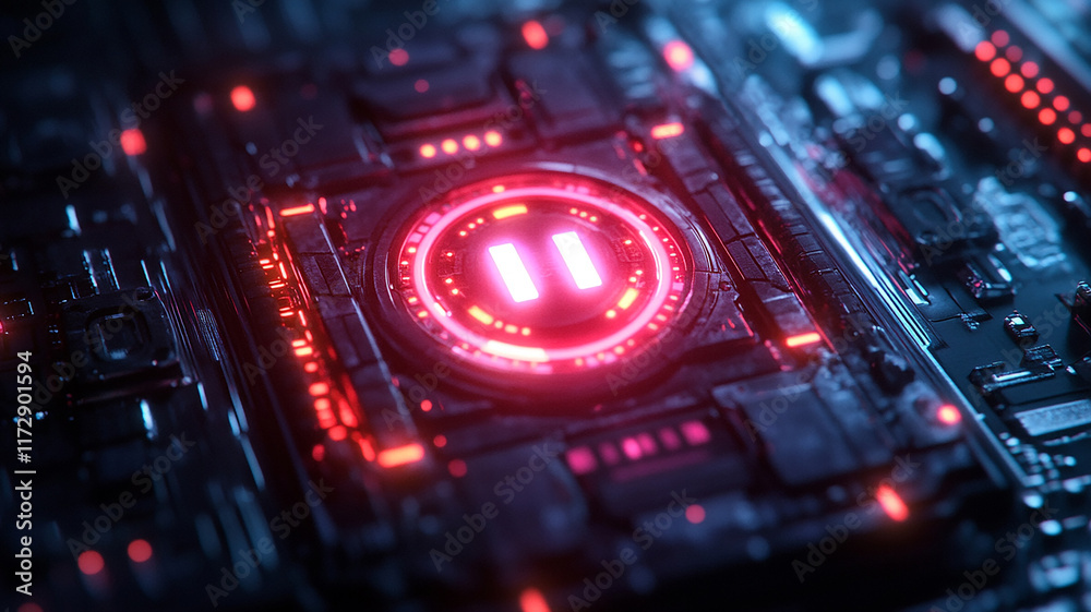 Futuristic red glowing technology panel with digital details Futuristic red glowing technology panel with digital details