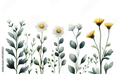 A collection of various stylized flowers and plants 