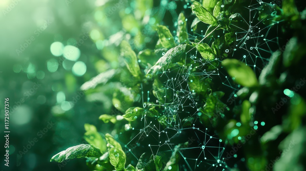 Concept art of digital interfaces controlling organic materials, representing biotech efficiency and innovative growth Concept art of digital interfaces controlling organic materials, representing biotech efficiency and innovative growth