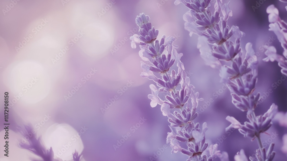 Obraz premium A close-up of lavender flowers in soft purple hues, creating a calming and serene atmosphere.