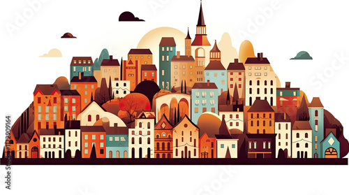 Obraz na płótnie An illustration of city buildings isolated on a white background w salonie