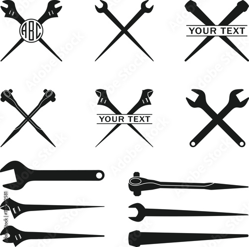 Spud Wrench Design, Ironworker, Iron Worker Vector Cameo Silhouette, Spud Wrench Symbol Sing Logo Printable Vector
