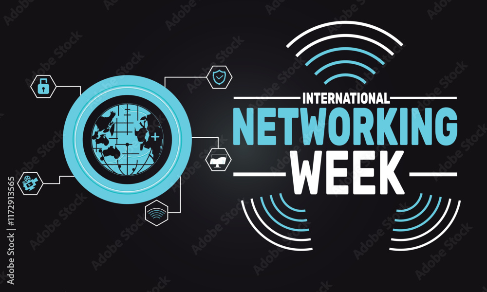 Obraz premium February is International Networking Week background template. Perfect for banners, cards, posters, and social media . Vector design with text inscription and classic color for a professional look
