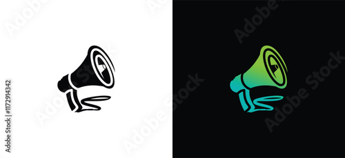 Megaphone icon logo design vector illustration in creative silhouette