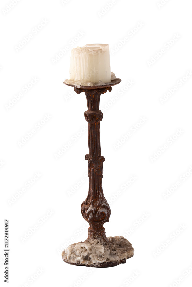 Fototapeta premium Vintage Candlestick holder isolated on white