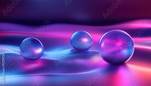 Floating abstract spheres connected by glowing lines, symbolizing structural networks and teamworkdriven innovation photo