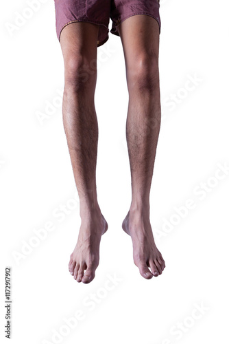 Legs of hangman isolated on white