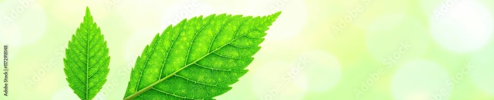 Fresh green leaf with visible veins on white background, landscape, green, greenery Fresh green leaf with visible veins on white background, landscape, green, greenery