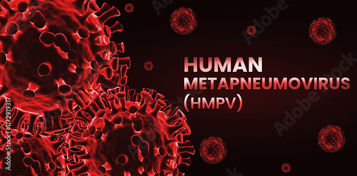 Human metapneumovirus outbreak background with glowing typoraphy and disease concept. HMPV coronavirus variant backdrop