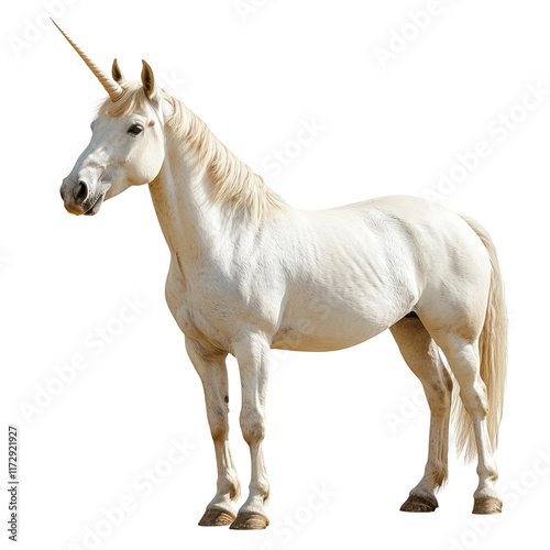 white unicorn full body shot isolated on a white background