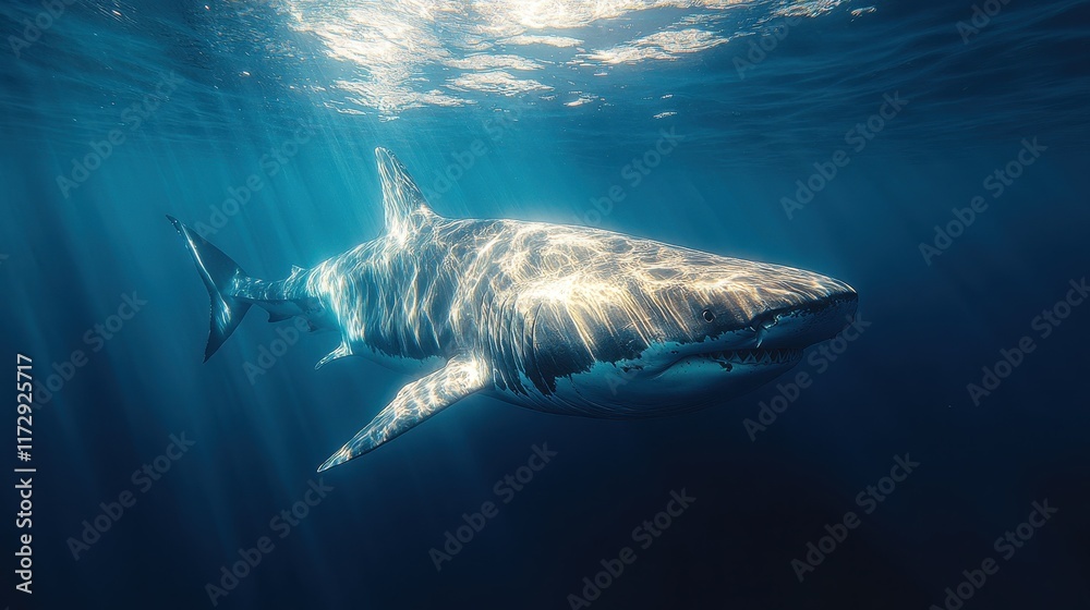 Fototapeta premium Minimalist Silhouette of a Basking Shark in Artistic Form