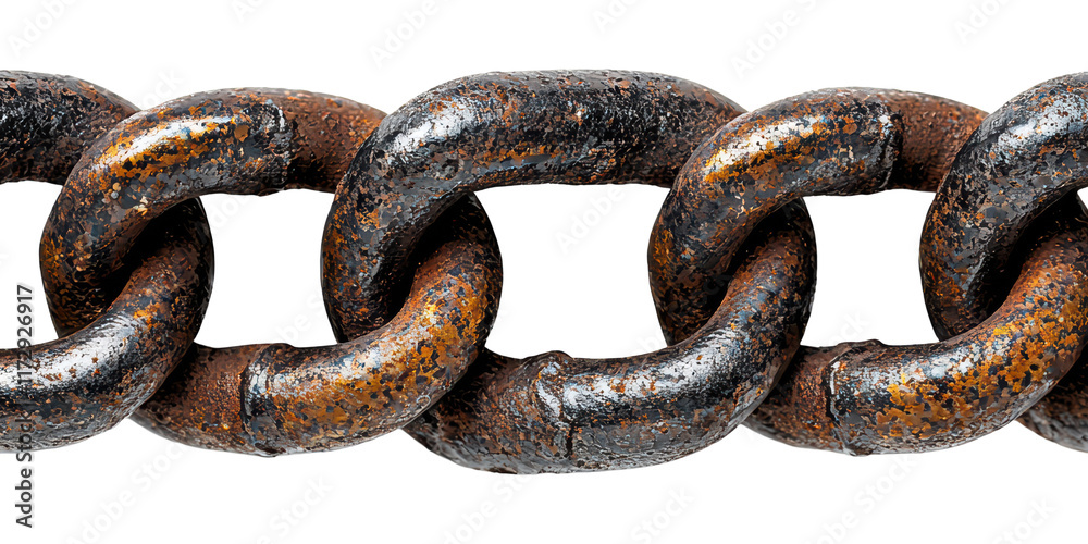 Fototapeta premium Rusty metal chain links isolated on transparent background