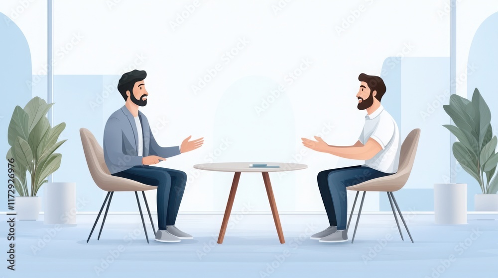 Fototapeta premium A one-on-one meeting between a manager and an employee, with the manager providing feedback