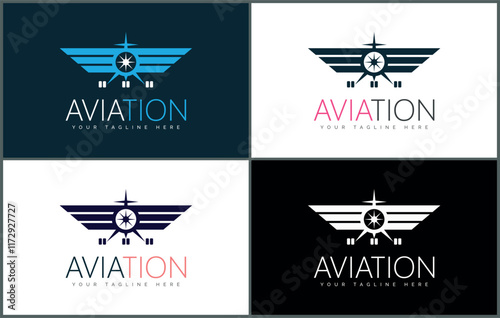 Aviation aircraft plane logo set template design