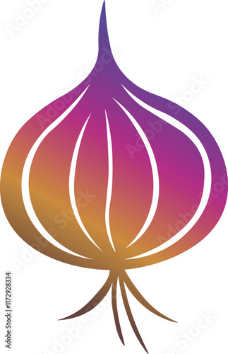 Image of a simple red onion illustration with a beautiful gradient.