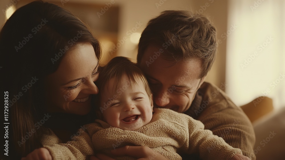 Joyful family moment captured in warm lighting, highlighting lov Joyful family moment captured in warm lighting, highlighting lov
