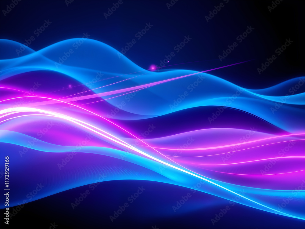 Abstract wavy lines in pink and blue hues on a dark background, symbolizing motion and futuristic concepts. Generative AI Abstract wavy lines in pink and blue hues on a dark background, symbolizing motion and futuristic concepts. Generative AI