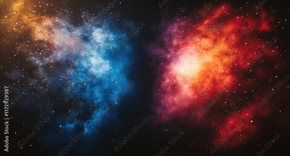 Obraz premium Two stars in the sky, one blue and one red