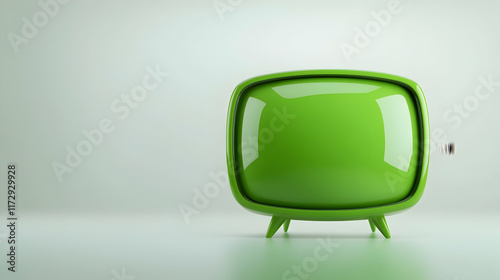 retro tv, solid green screen, isolated on solid white, maya render photo