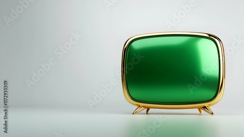 retro tv, solid green screen, isolated on solid white, maya render photo