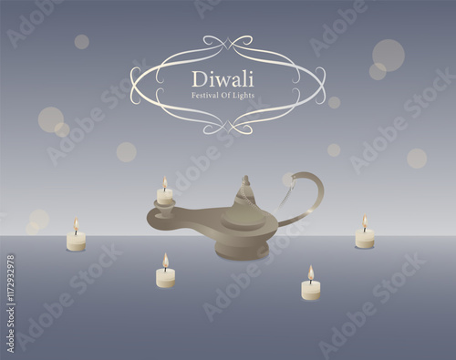 lantern and candlelight meditation for healthy mind on decorate background