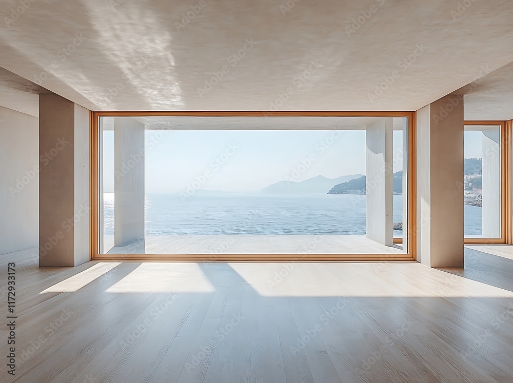 Fototapeta premium Coastal Minimalist Interior with Ocean View