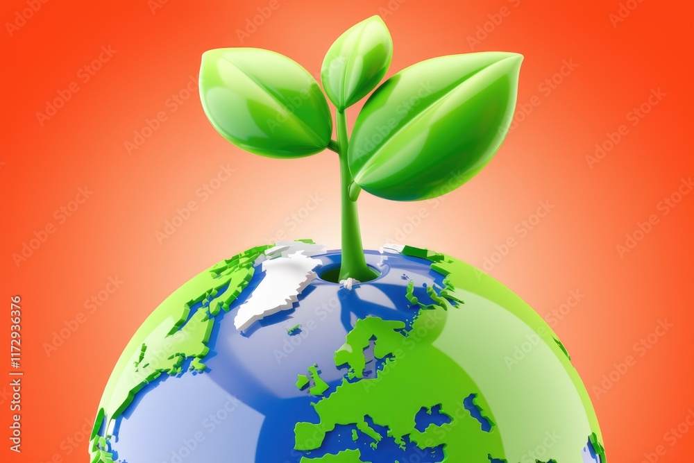A vibrant green sprout emerges from a stylized Earth, symbolizing growth, sustainability, and environmental protection. A vibrant green sprout emerges from a stylized Earth, symbolizing growth, sustainability, and environmental protection.