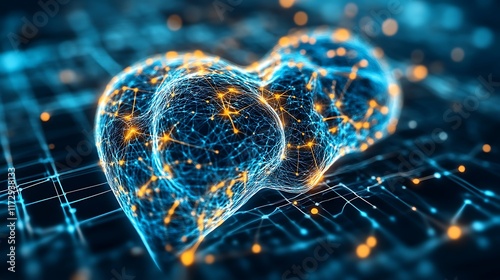 Obraz na płótnie Abstract Digital Heart Network Visualization w salonie