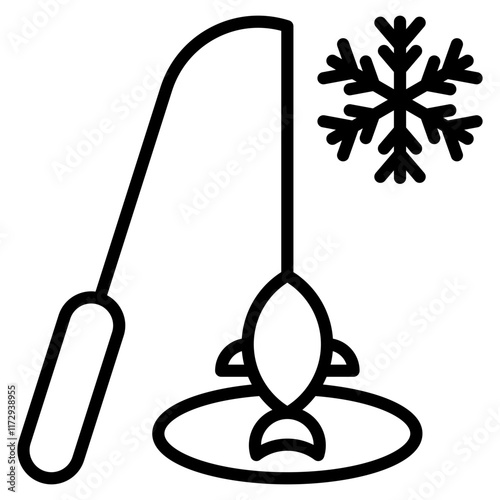 ice fishing single icon